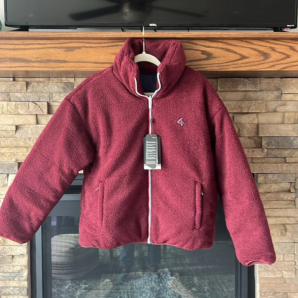 NWT Four 4 Laps Reversable Sherpa Down Filled Winter Jacket Blue Maroon - Picture 5 of 13